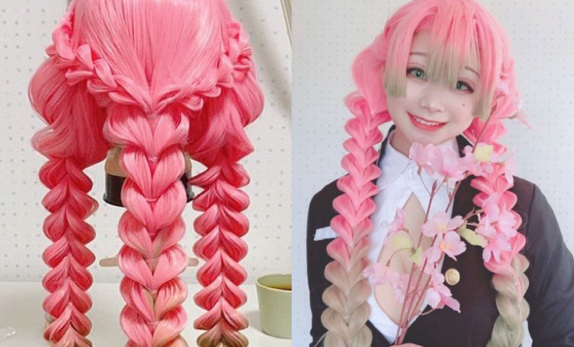 総重量3kg！コスプレイヤーむく『鬼滅の刃』甘露寺蜜璃をハート編みで