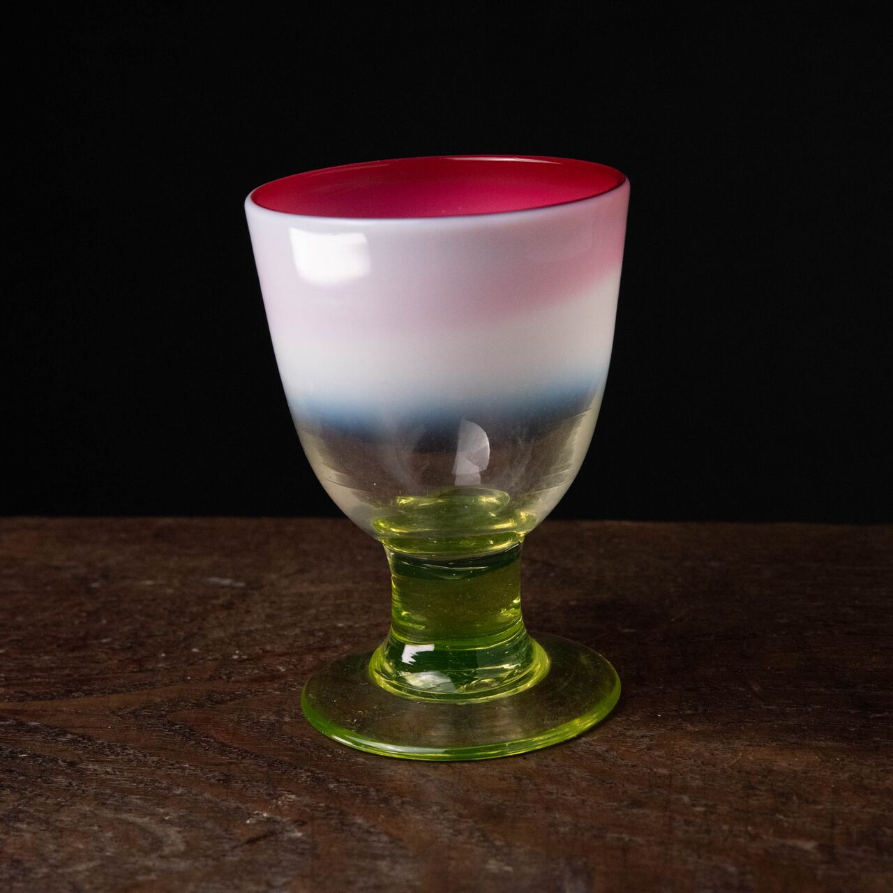 和ガラス 大正ガラス 青色× 乳白色 氷カップ ウランガラス ぽっくり