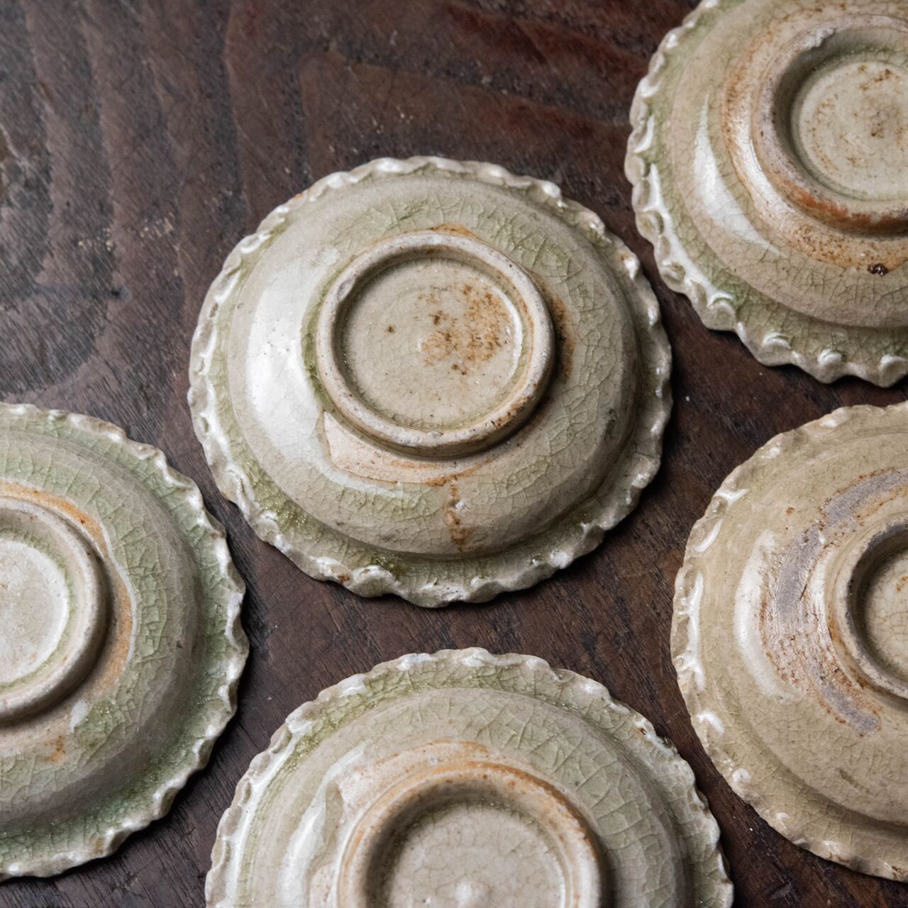陶磁器 :: 御深井釉 輪花皿 5枚 | COTTOU.JP 骨董の通販マーケットプレイス