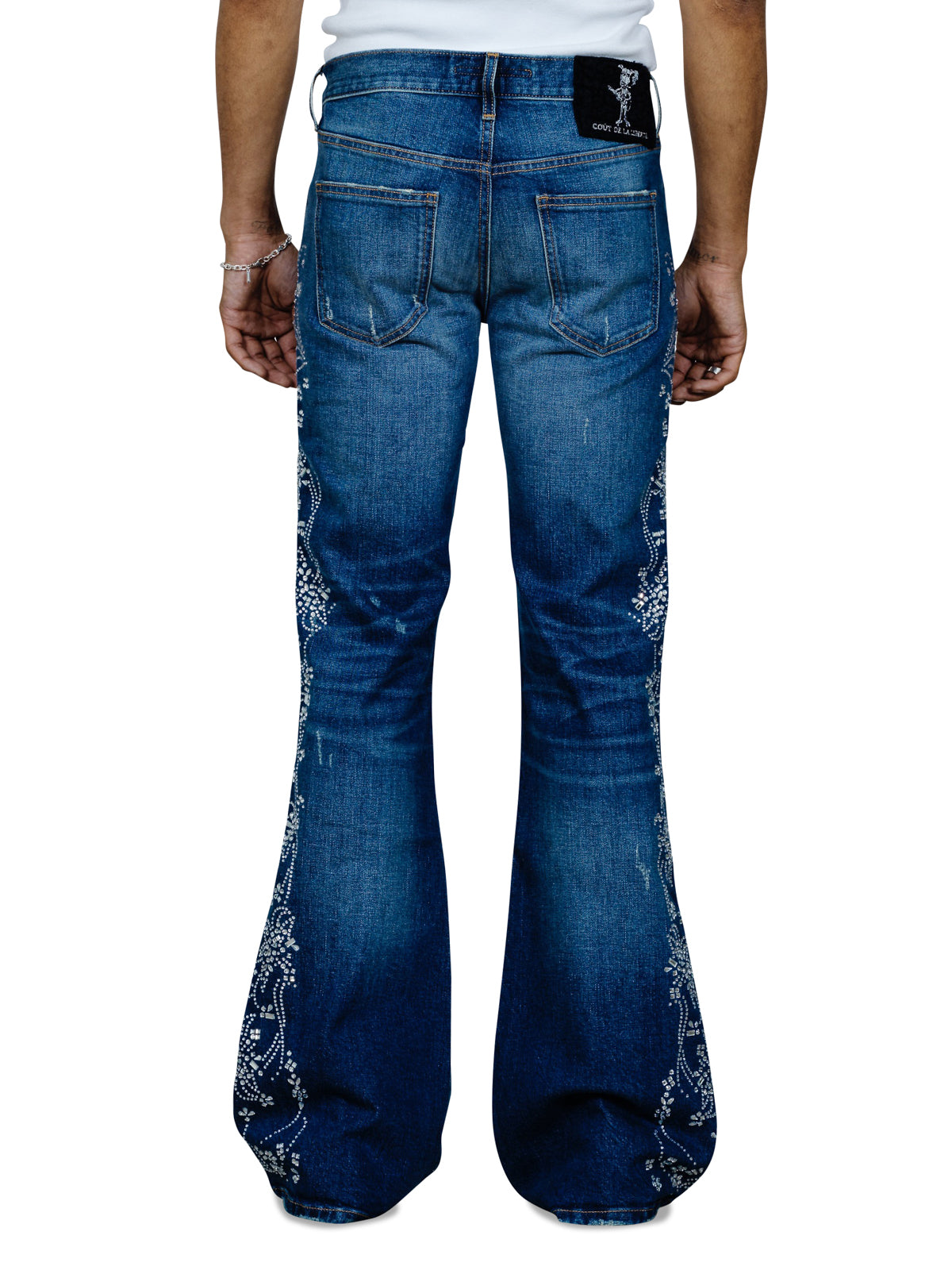 Jimmy Mosaic Embellished Sioux Denim Low Rise Flare – Coût De La