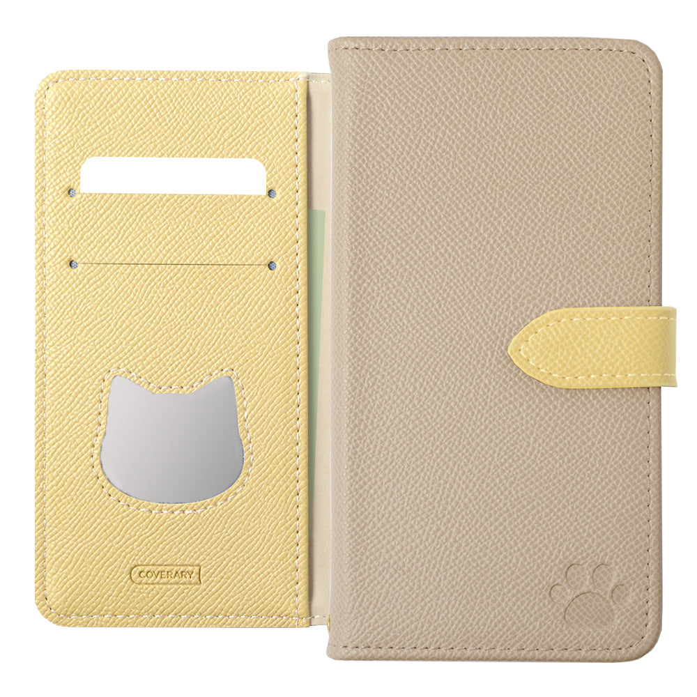 ヴィーガンレザー ネコ型ポケット バイカラー スタンド機能 手帳型