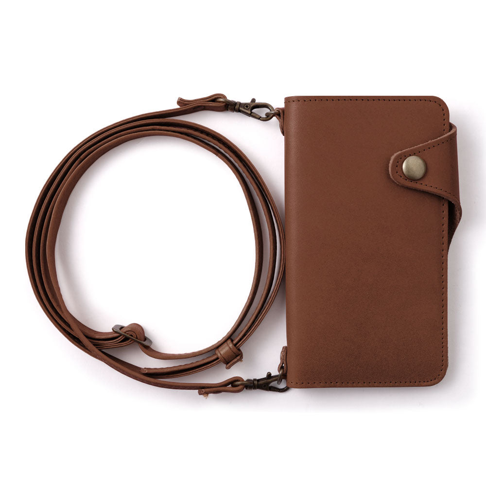 本革 栃木レザー カード収納 ショルダーストラップ付き 手帳型ケース