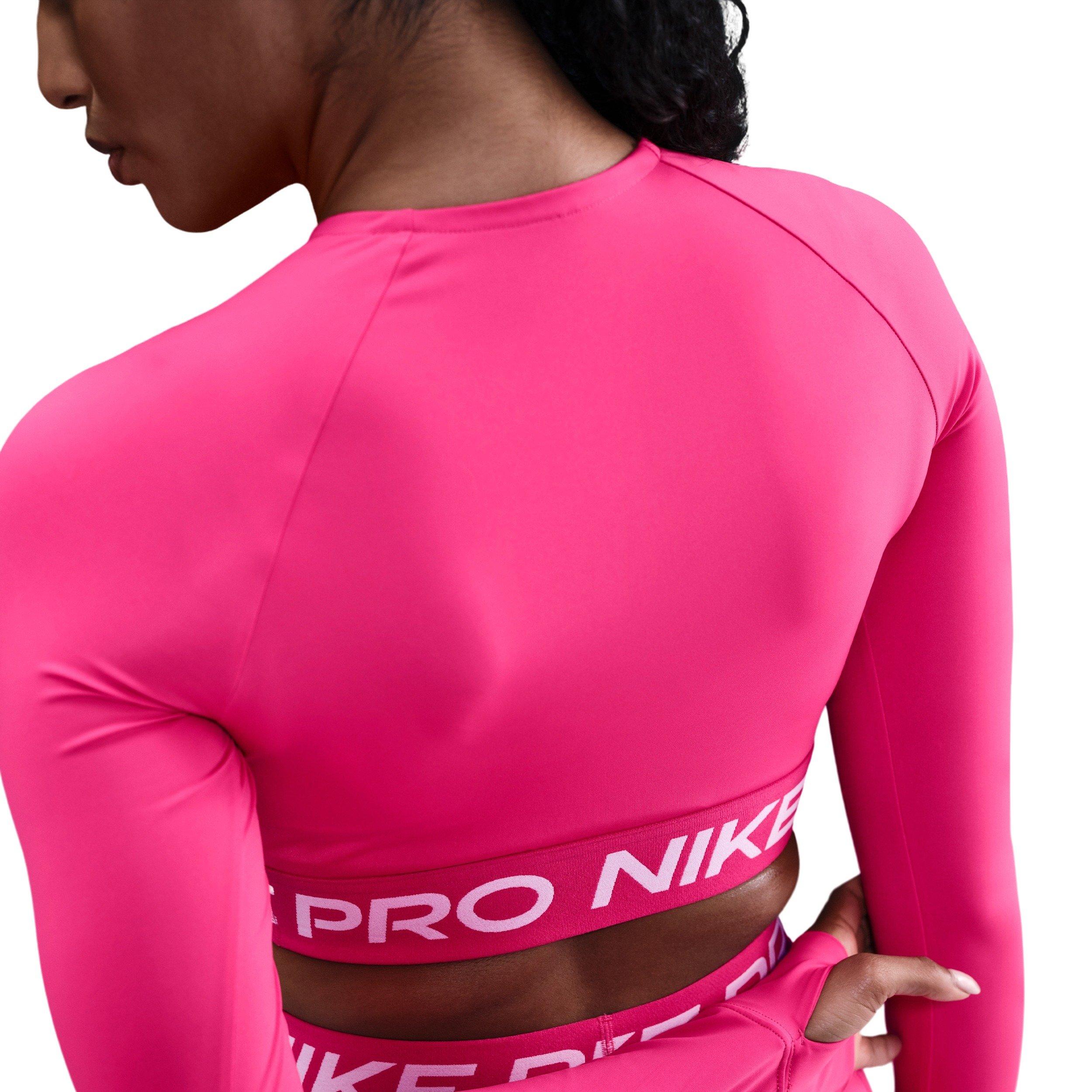 Nike Pro Women's Cropped Long-Sleeve Knit Top - Pink