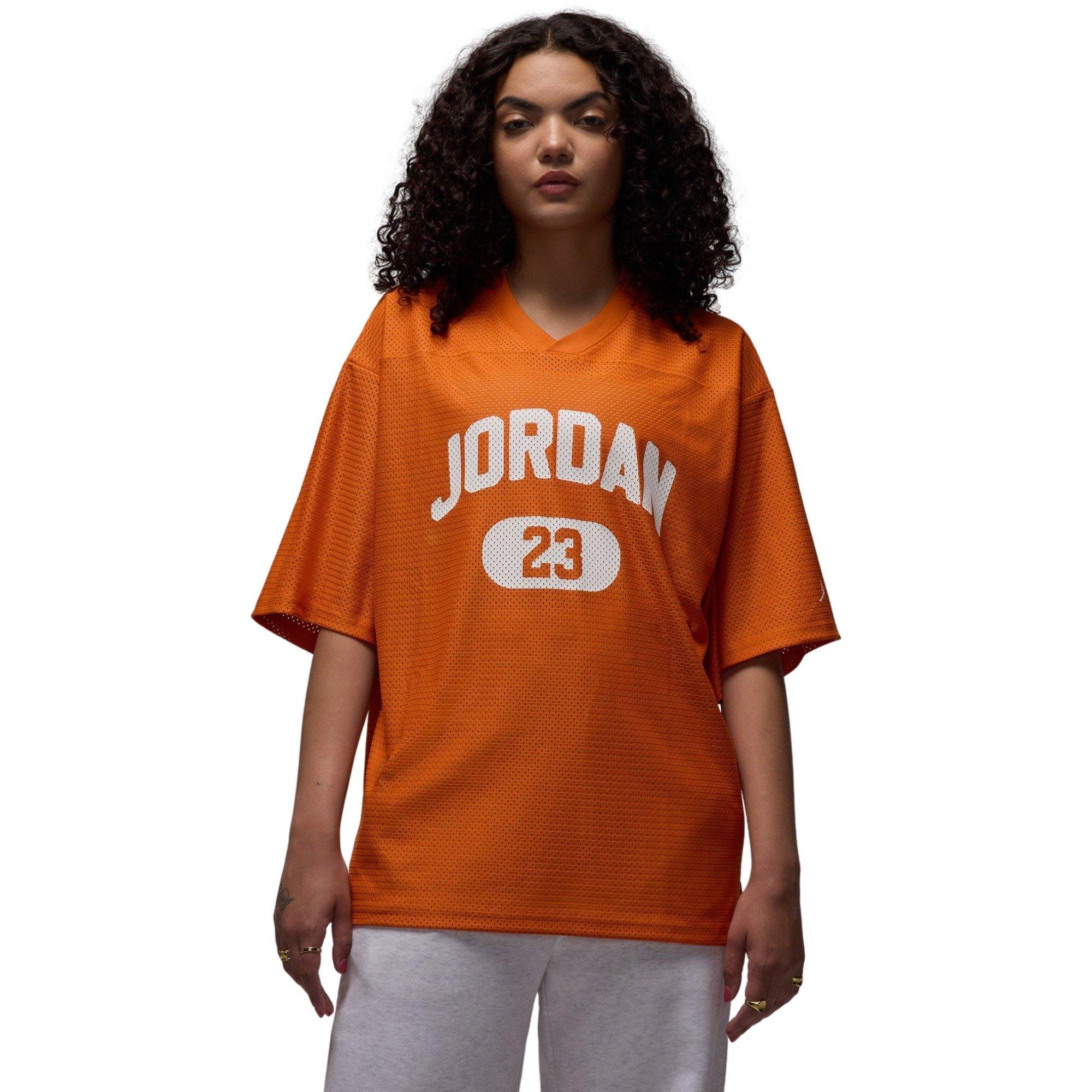 Jordan Women's Mesh V-Neck Jersey Top - Orange/White