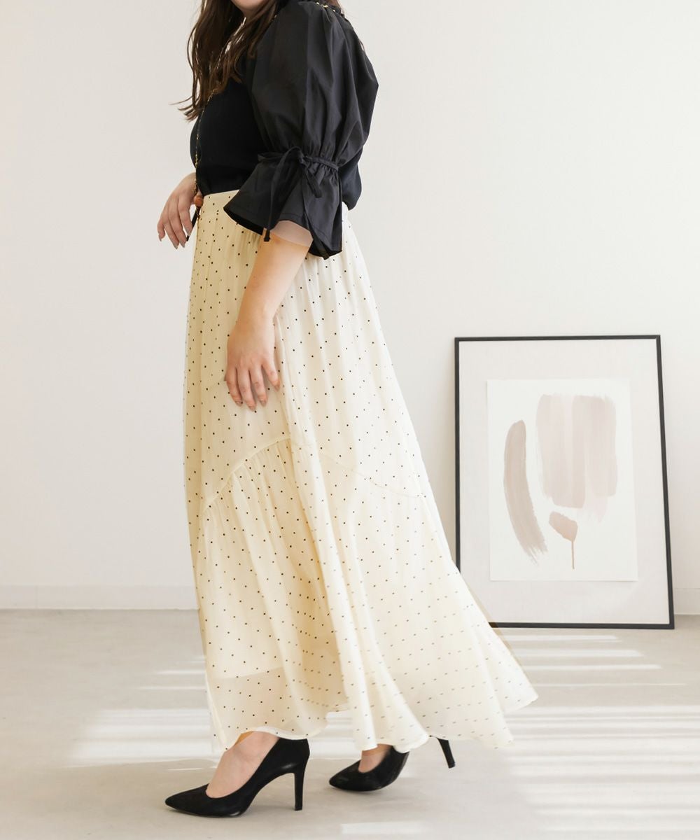 CLETTEオリジナル☆サイドギャザーシアードットスカート | 大きい