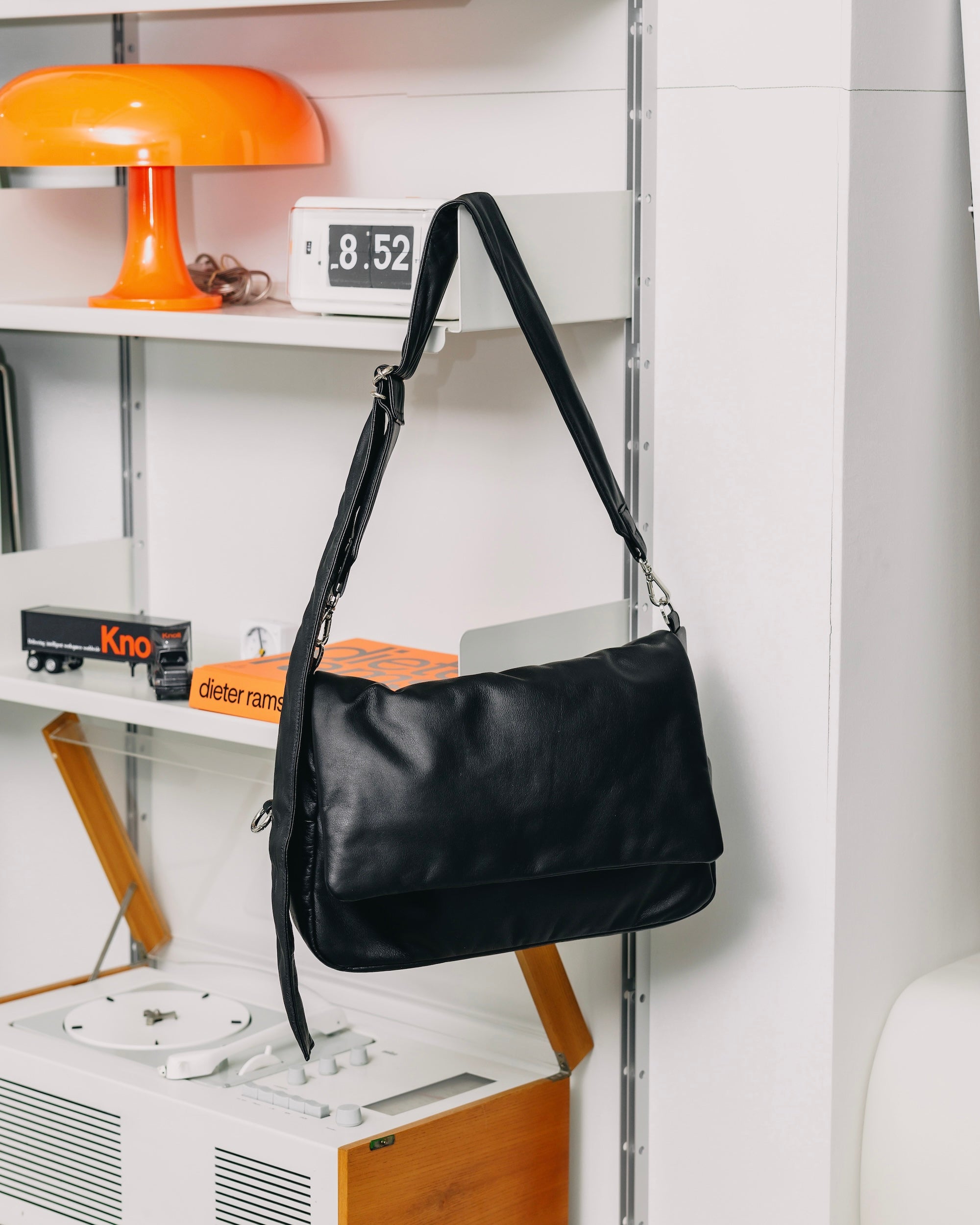 LEATHER PADDED FLAP HOLIDAY BAG