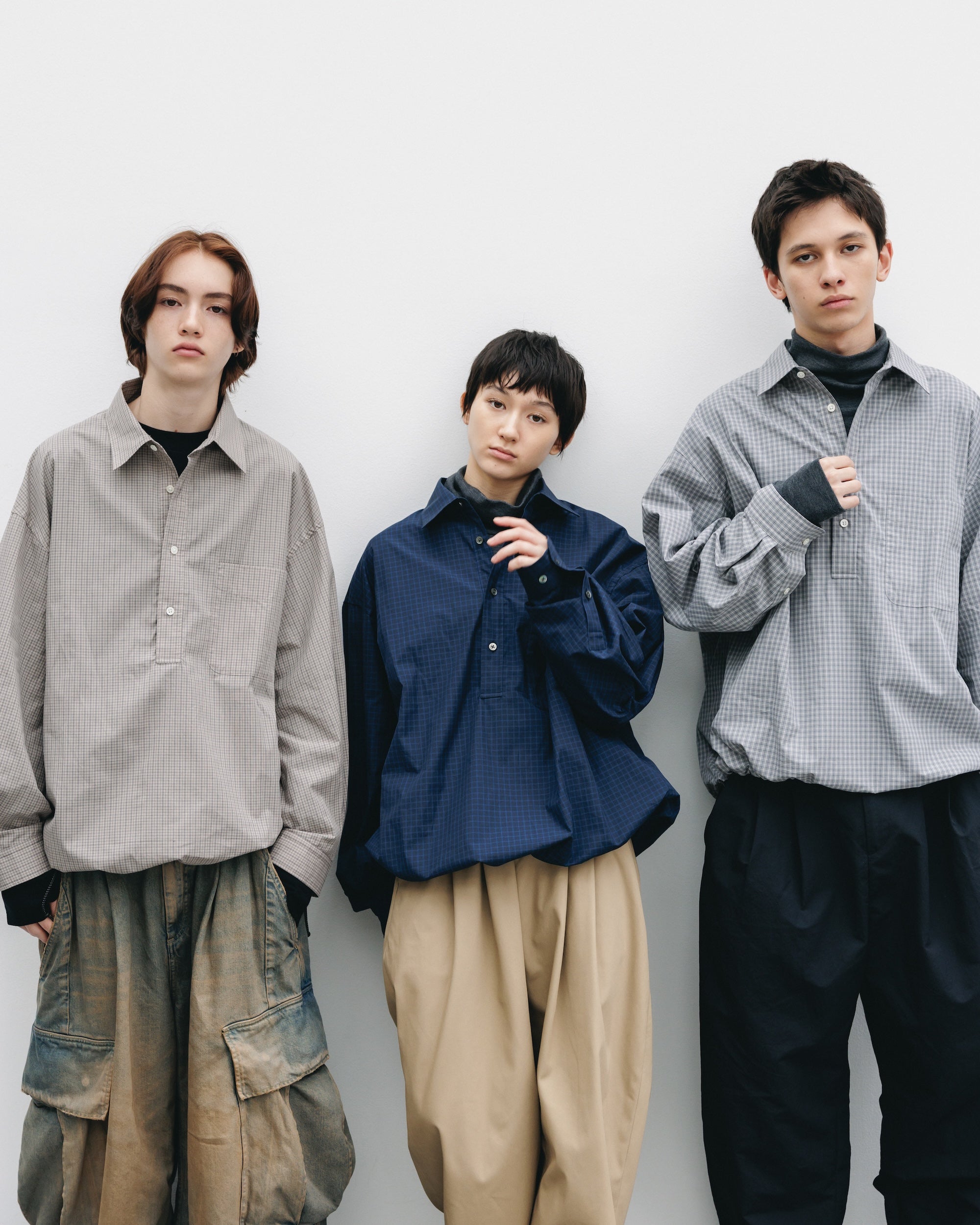 MINI PLAID L/S PULLOVER SHIRT (NAVY)