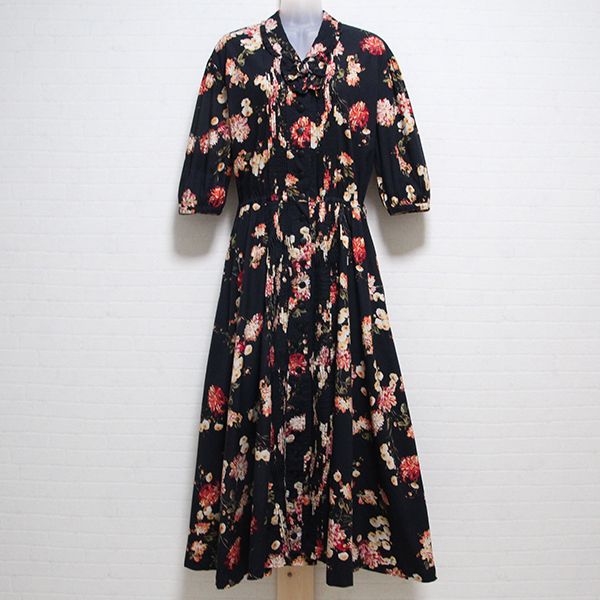 黒花柄ワンピース - ピンクハウス通販｜リサイクルブティックClub CANDY