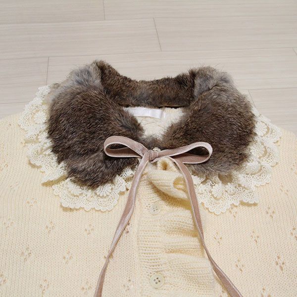 生成ラビットファー付き裏ボアニットカーディガン - ピンクハウス通販