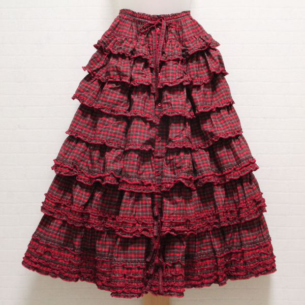 赤タータンチェック段々スカート - ピンクハウス通販｜リサイクル