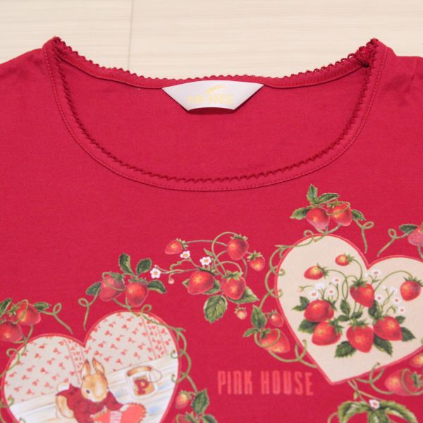 赤Rambling Heartsプリントカットソー【4(L)】 - ピンクハウス通販