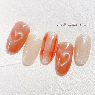 2026年】新着順｜#オレンジチェックネイルのネイルデザイン｜ネイルブック