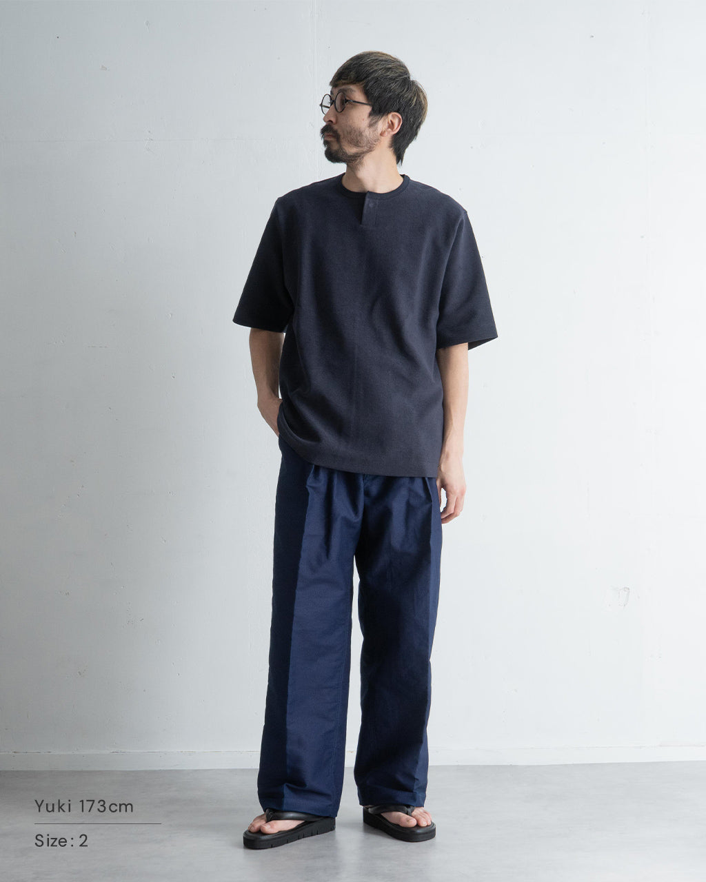 RAKINES ラキネス ヘンリーネック パイル Tシャツ コットン 半袖