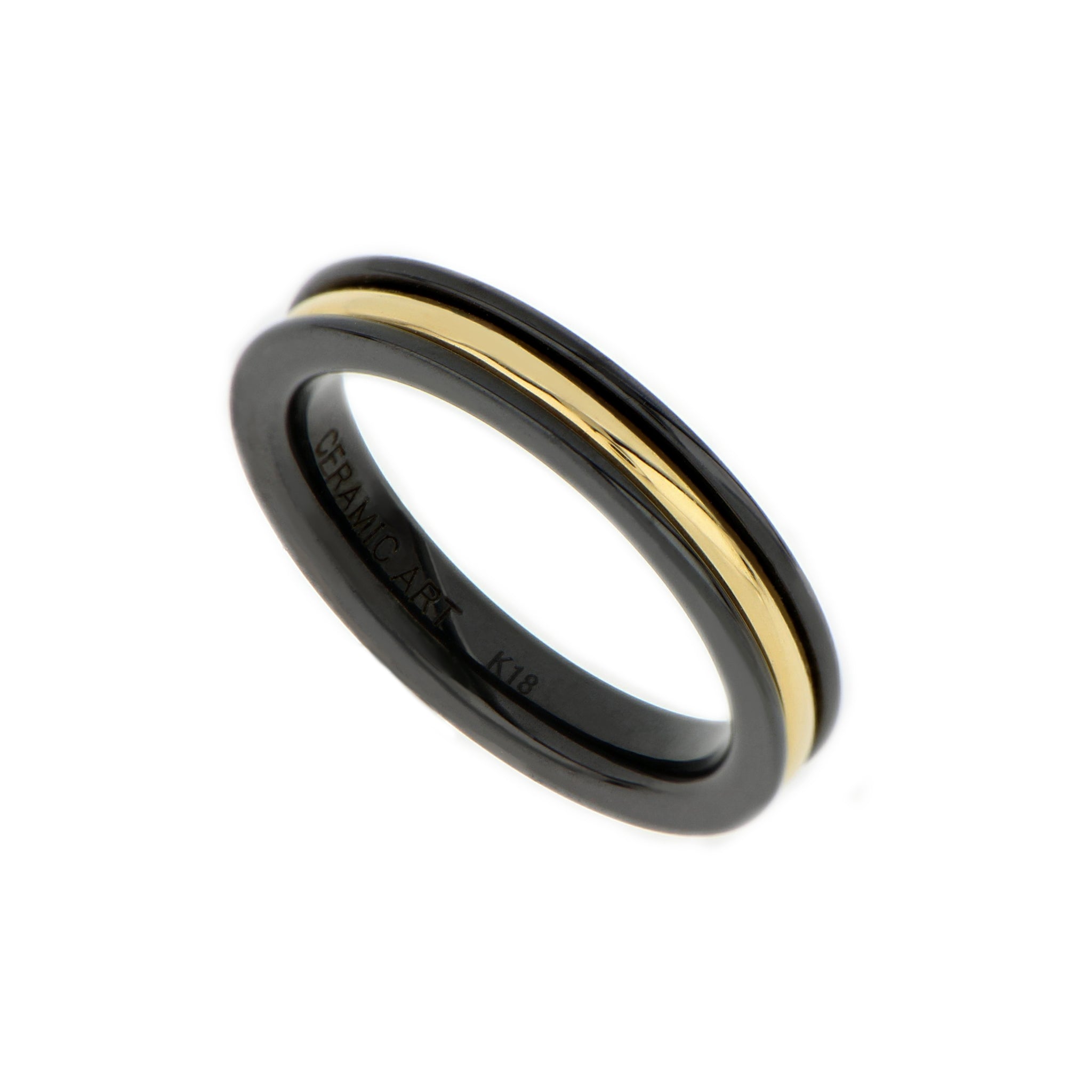 Ceramic Art ゴールドリング ブラック ファインセラミック/K18YG製