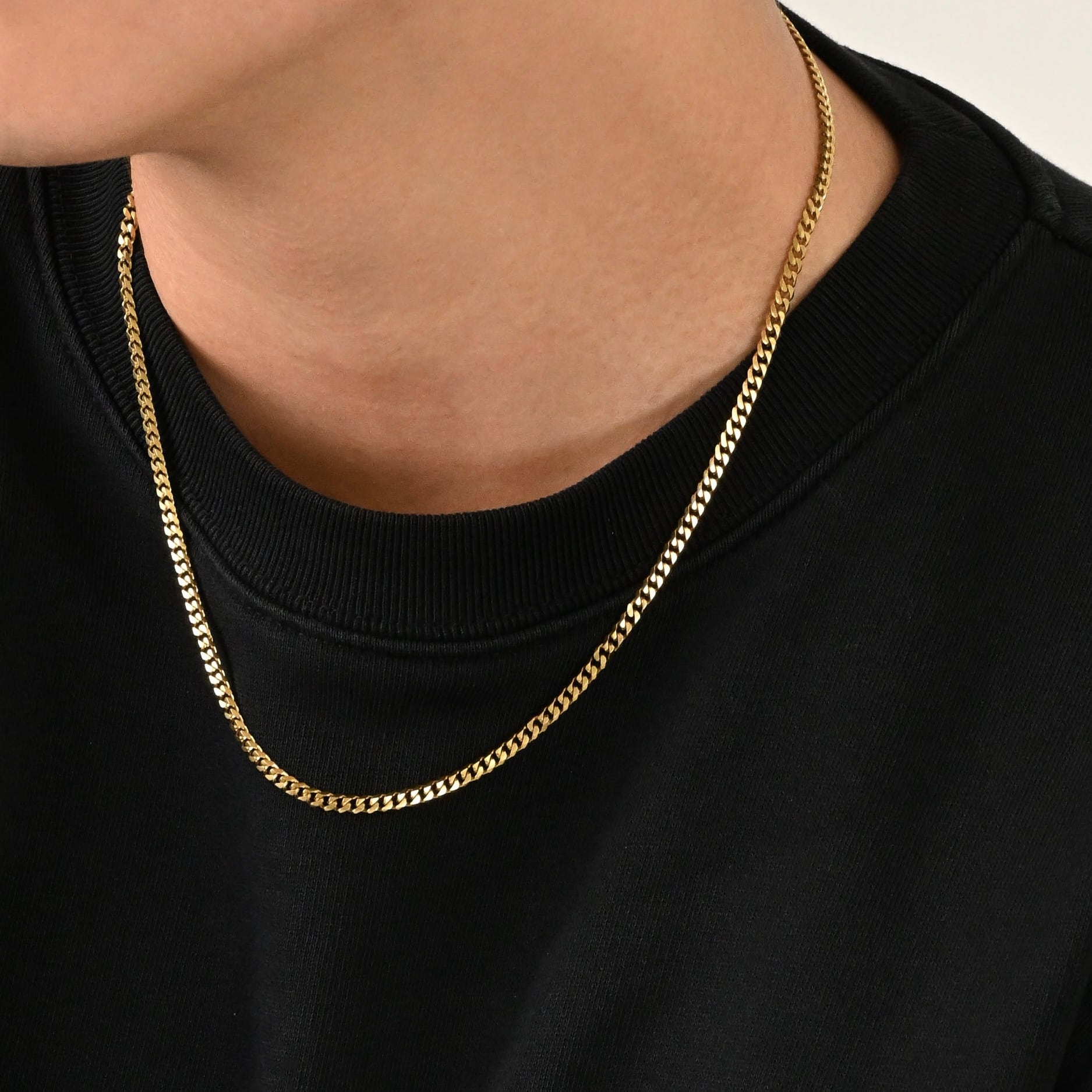Flat link chain necklace gold｜cross Jewellia｜金アレ対応・ユニ