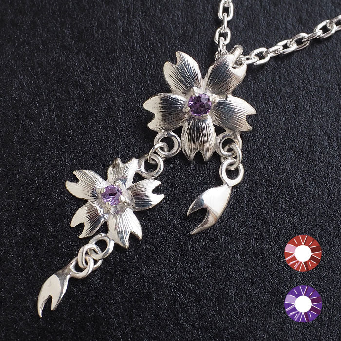 エス 桜ネックレス シルバー925 石入り 桜2つタイプ [S-Ts-02s] 三浦