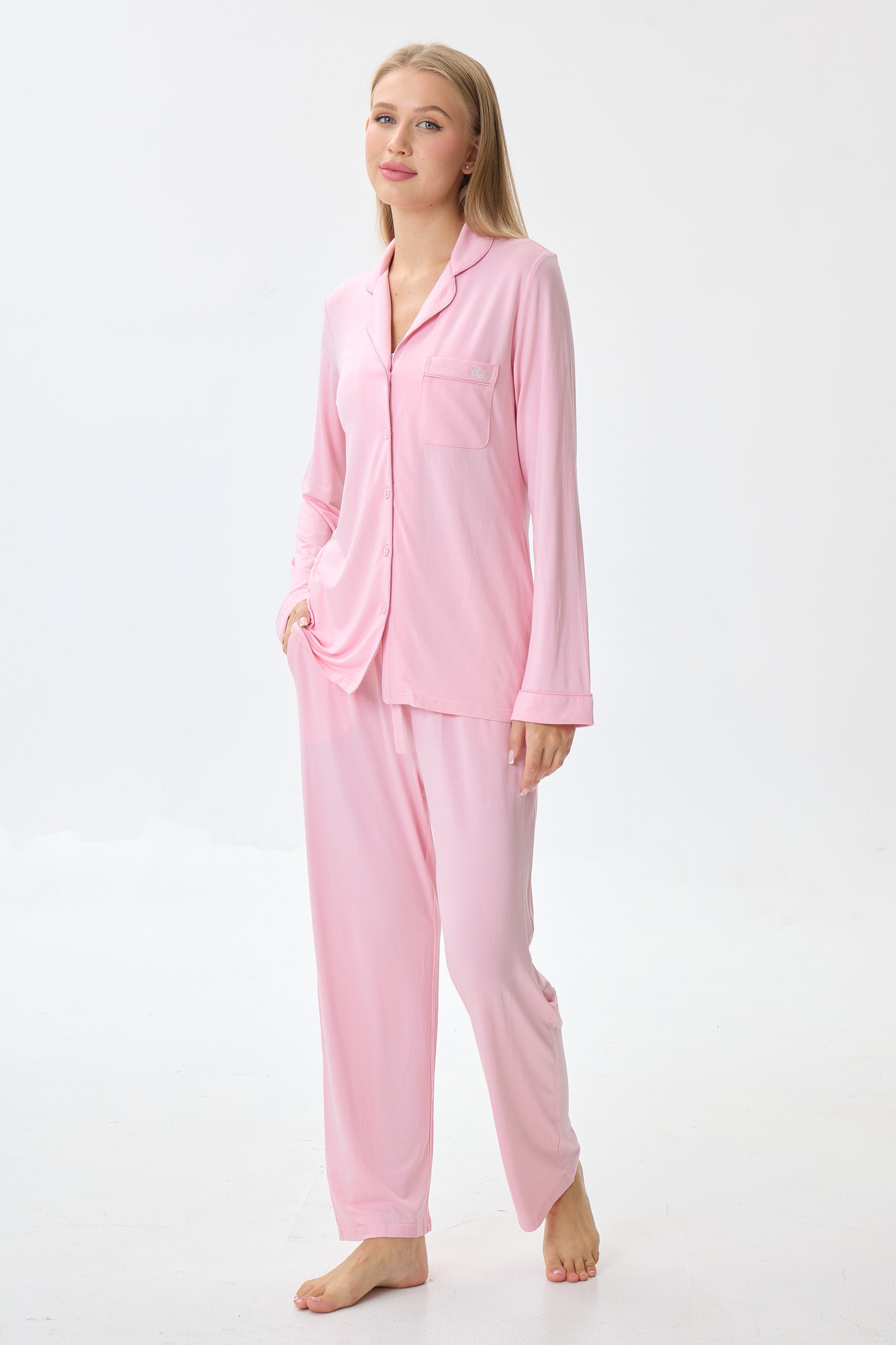 Cherry Blossom Women's Luxury Modal Pajamas – Long Sleeve Set by