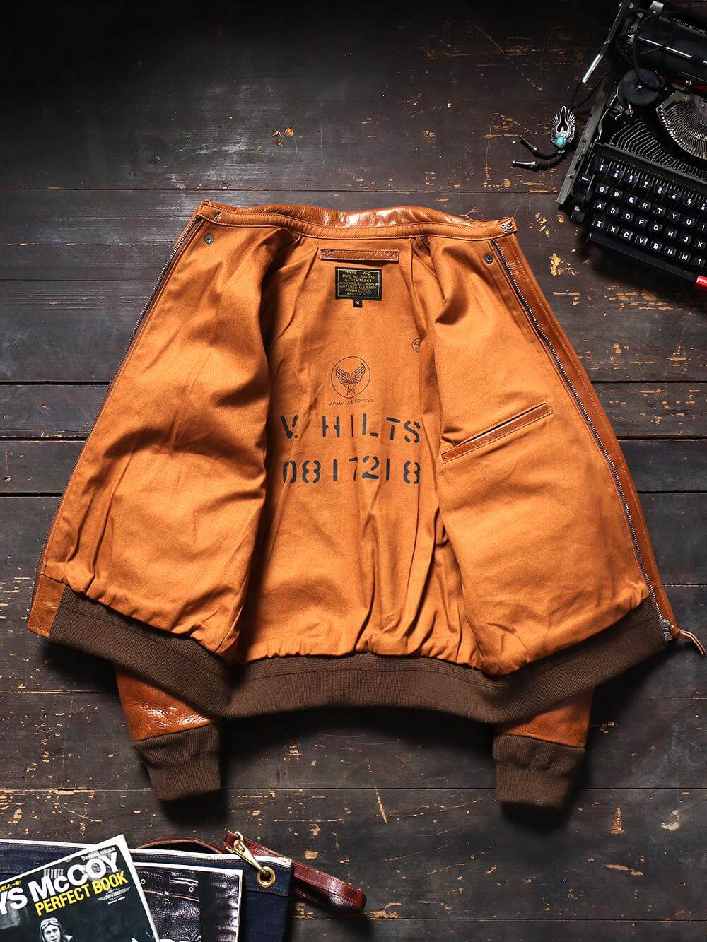 メンズ タバコブラウン タイプ A2 フライトレザージャケット – Crush