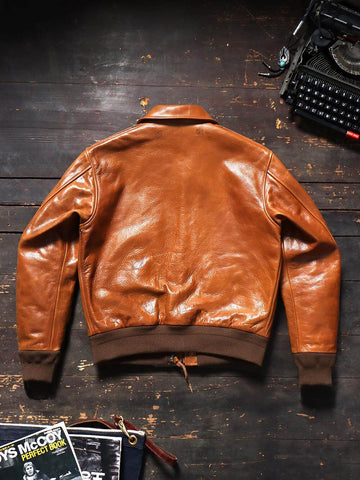 メンズ タバコブラウン タイプ A2 フライトレザージャケット – Crush