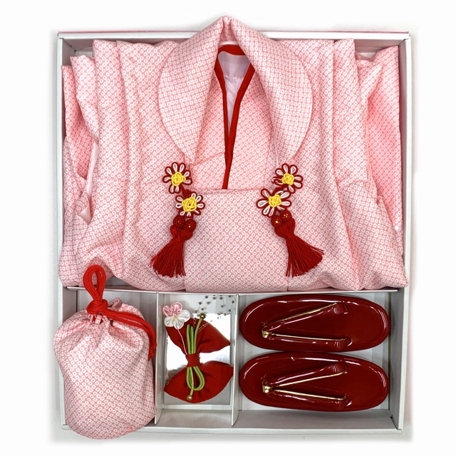 七五三 着物 3歳 女の子 被布コートセット 鹿の子絞り風 被布着フル