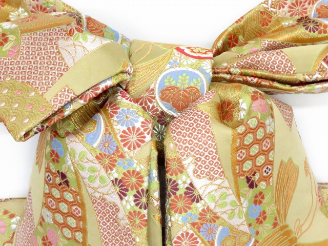 十三参りの振袖などに ジュニアサイズ(130cm-145cm位)の金襴結び帯