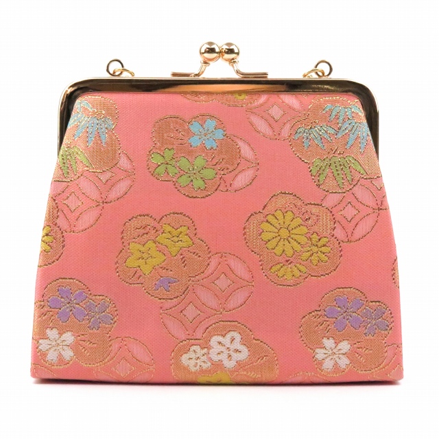 七五三に 子供用 金襴生地の和装バッグ【ピンク】