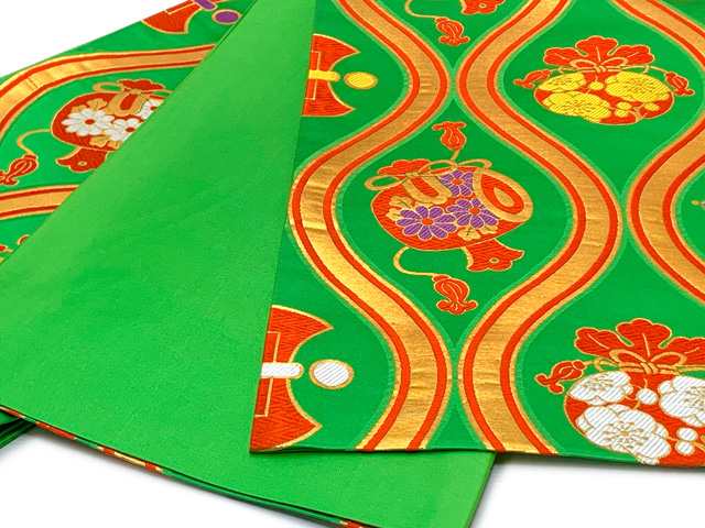 七五三 袋帯 正絹 桐生織 こども・ジュニア用 日本製 全通の女の子用祝