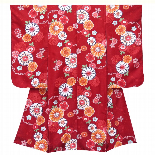 七五三 着物 7歳 フルセット 肩揚げ済み 子供着物 結び帯セット 合繊