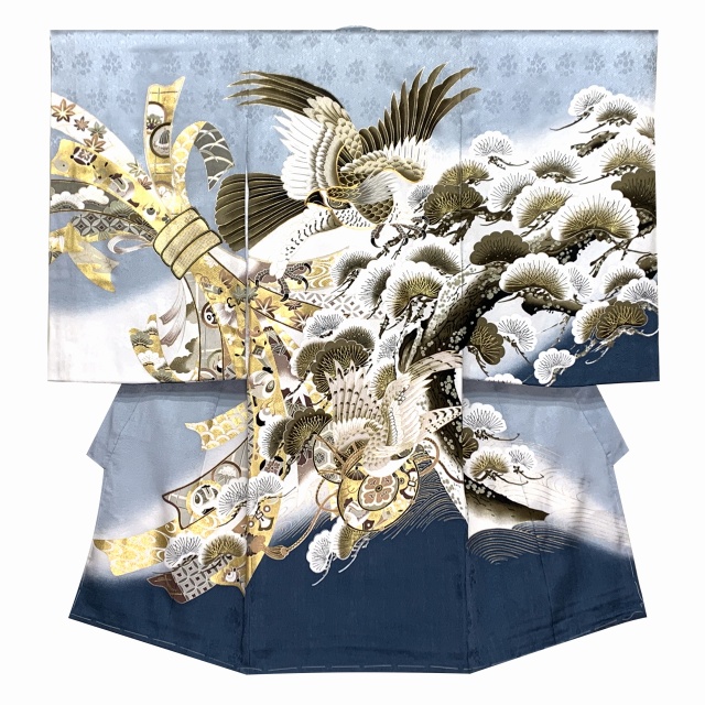 お宮参り 男の子 着物 正絹 金駒刺繍 日本製 赤ちゃんのお祝い着 初着