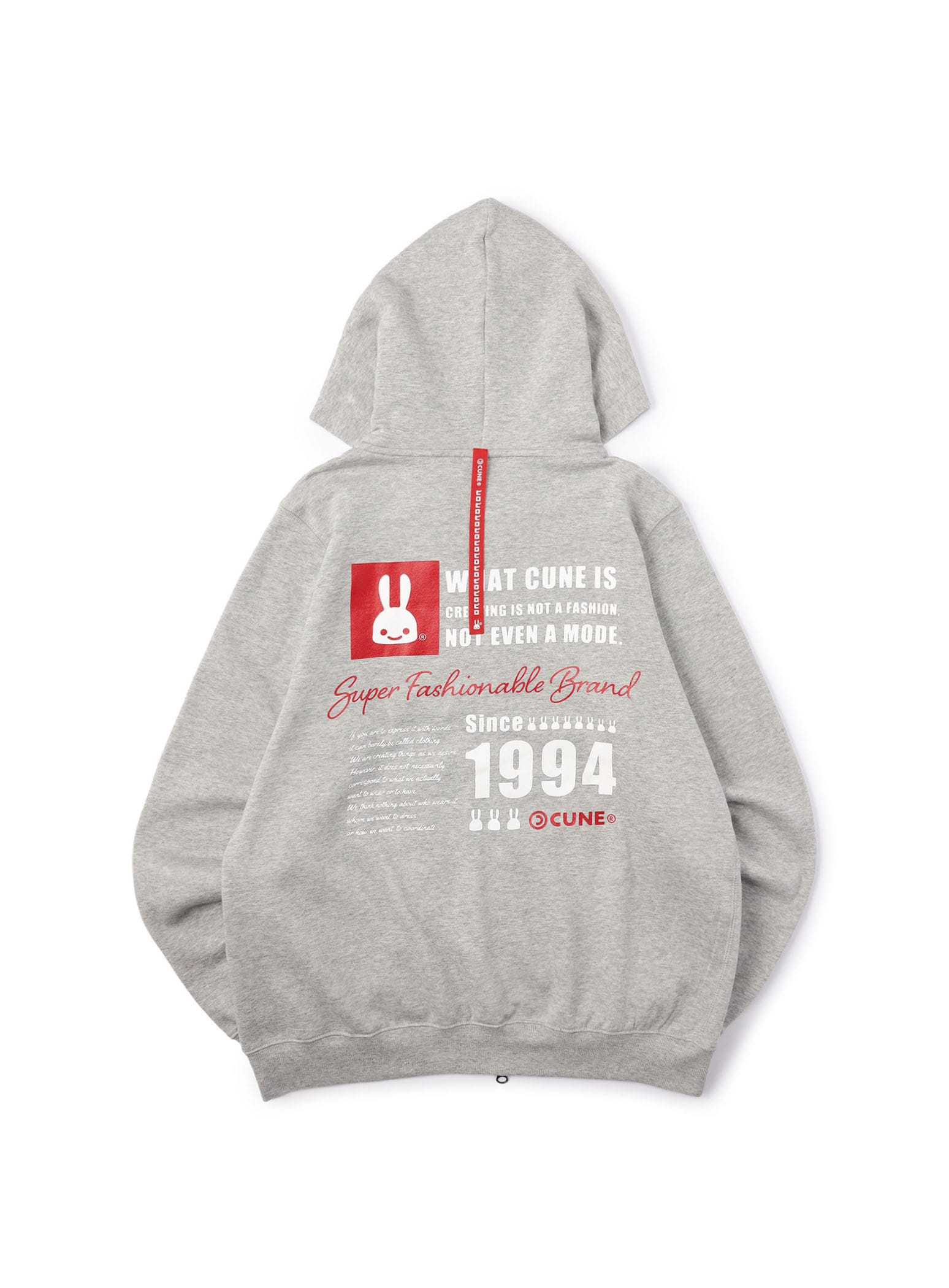 CUNE ZIP PARKA スクエア文章｜ウサギがいる｜CUNE ONLINE STORE