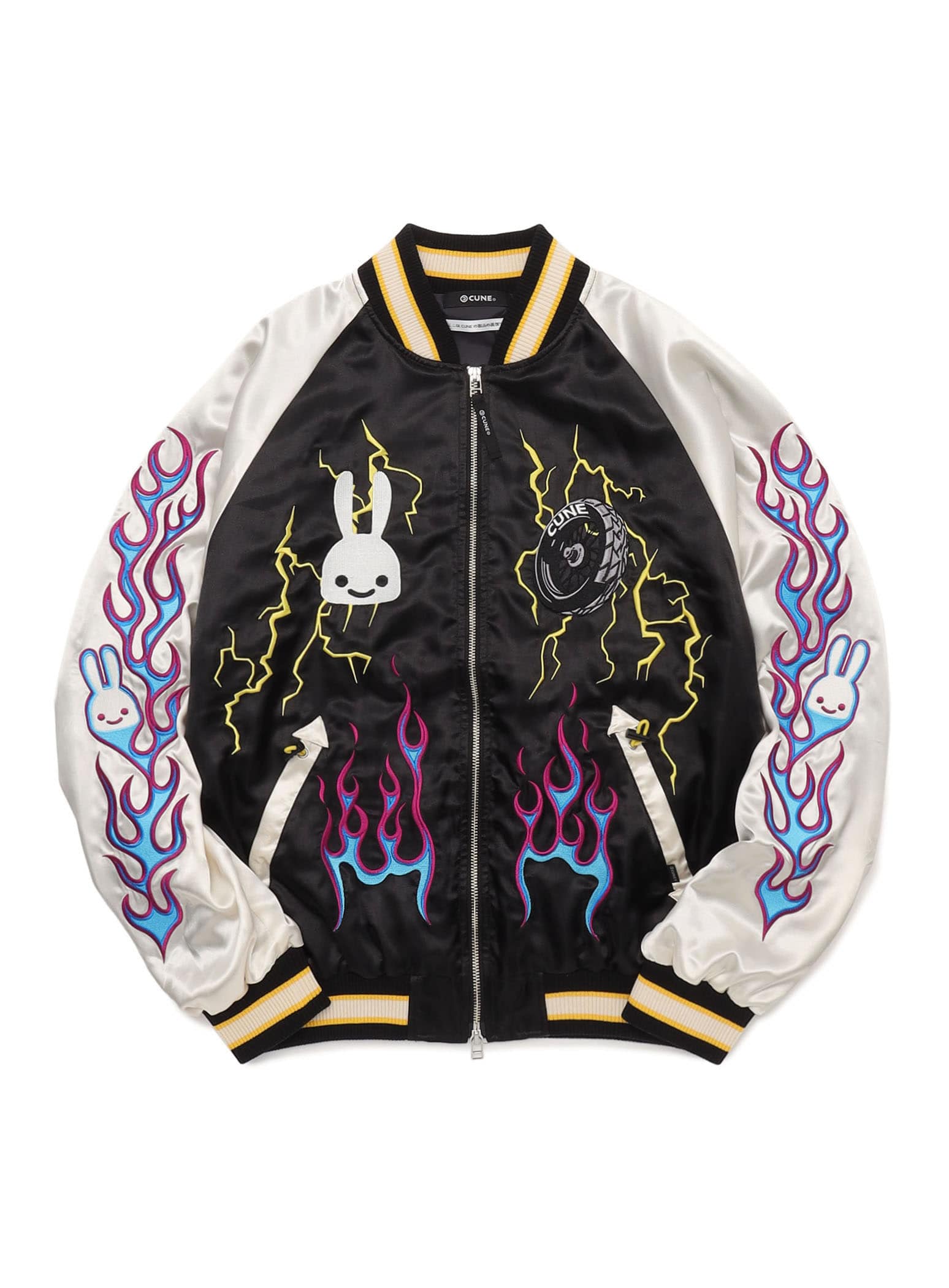 CUNE キューン スカジャン リバーシブル ITALIA 刺繍 鳥とバイクの