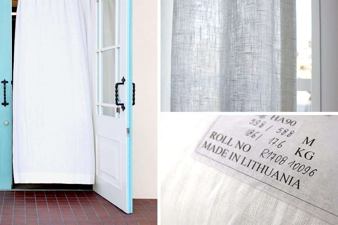 unico】リトアニアリネンドレープカーテン2枚ホワイト丈187×幅105 楽天