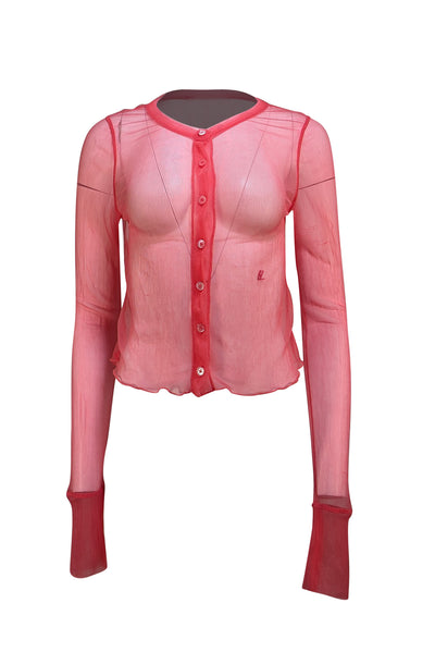 Helmut Lang - Hot Pink Sheer Cardigan Sz M | Current Boutique