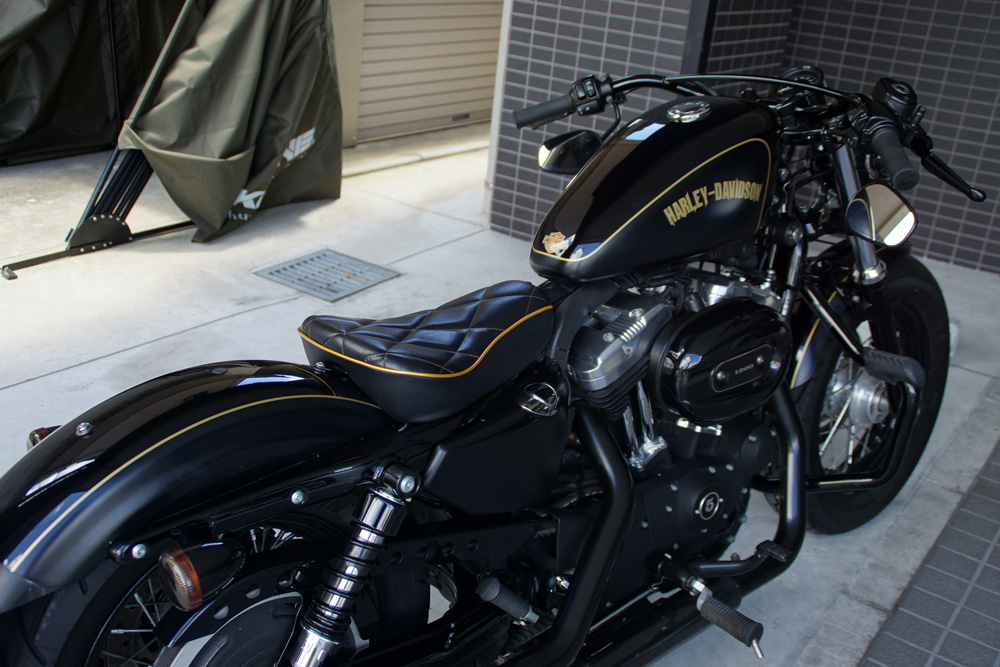 ハーレーXL1200X シート張替え 装着画像 - CUSTOM SEAT