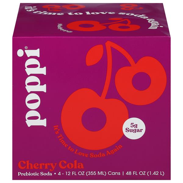 Poppi Cherry Cola Prebiotic Soda 4 Pack 12oz | Products | Lowes