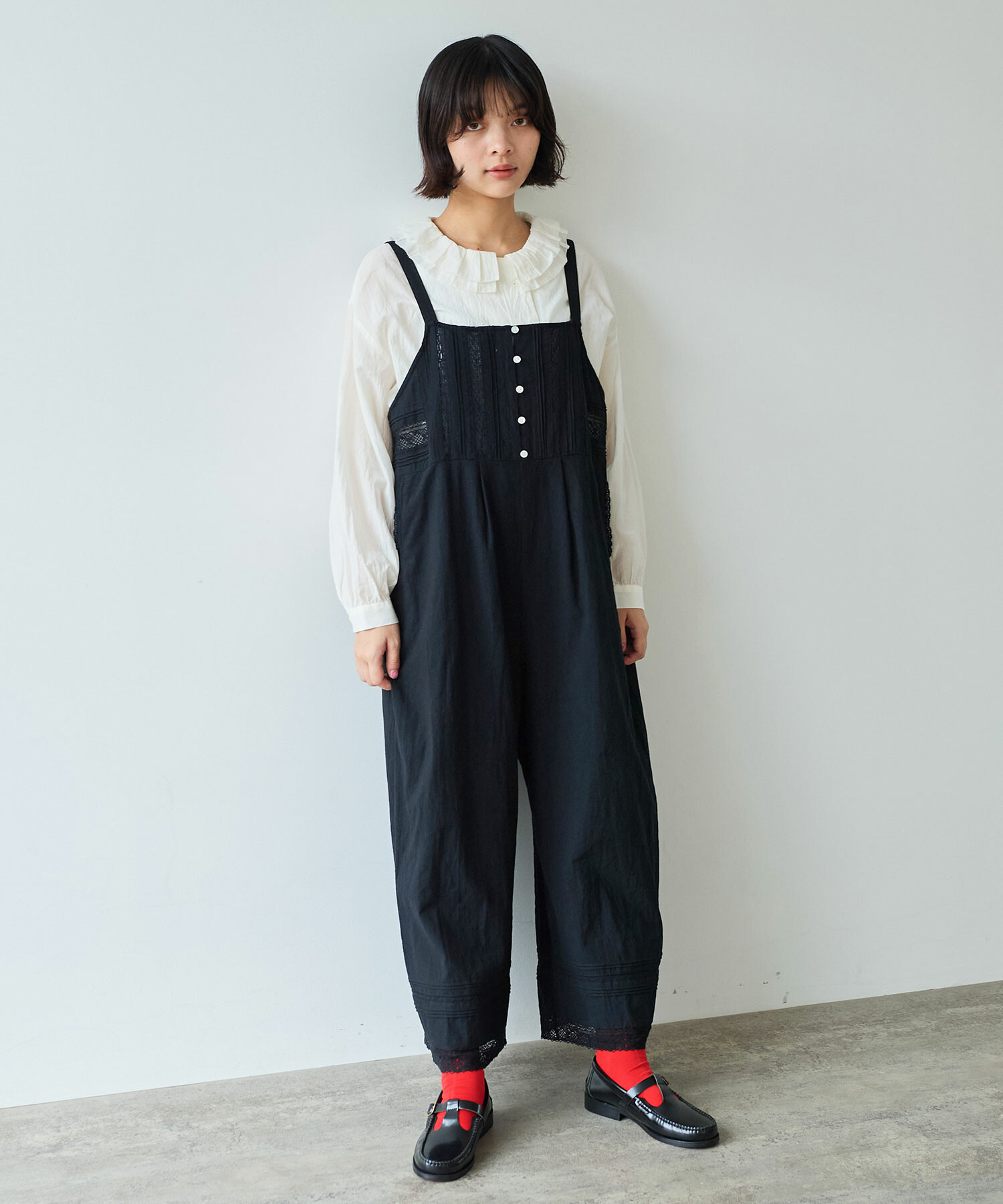 AMBIDEX Store 〇 lace patchwork サロペット(F クロ): bulle de savon