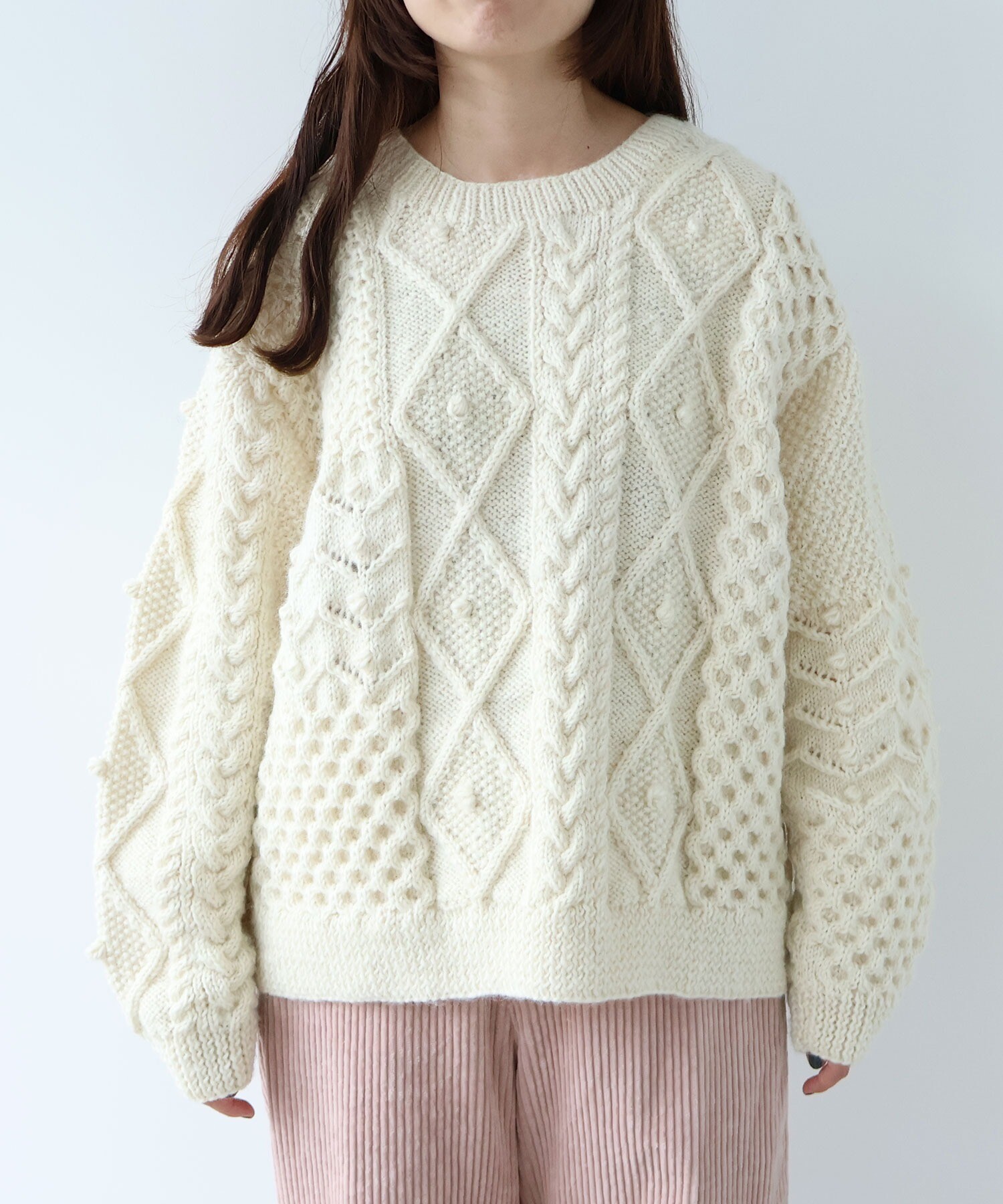 AMBIDEX Store ネパールハンドニット プルオーバー(F シロ): yuni