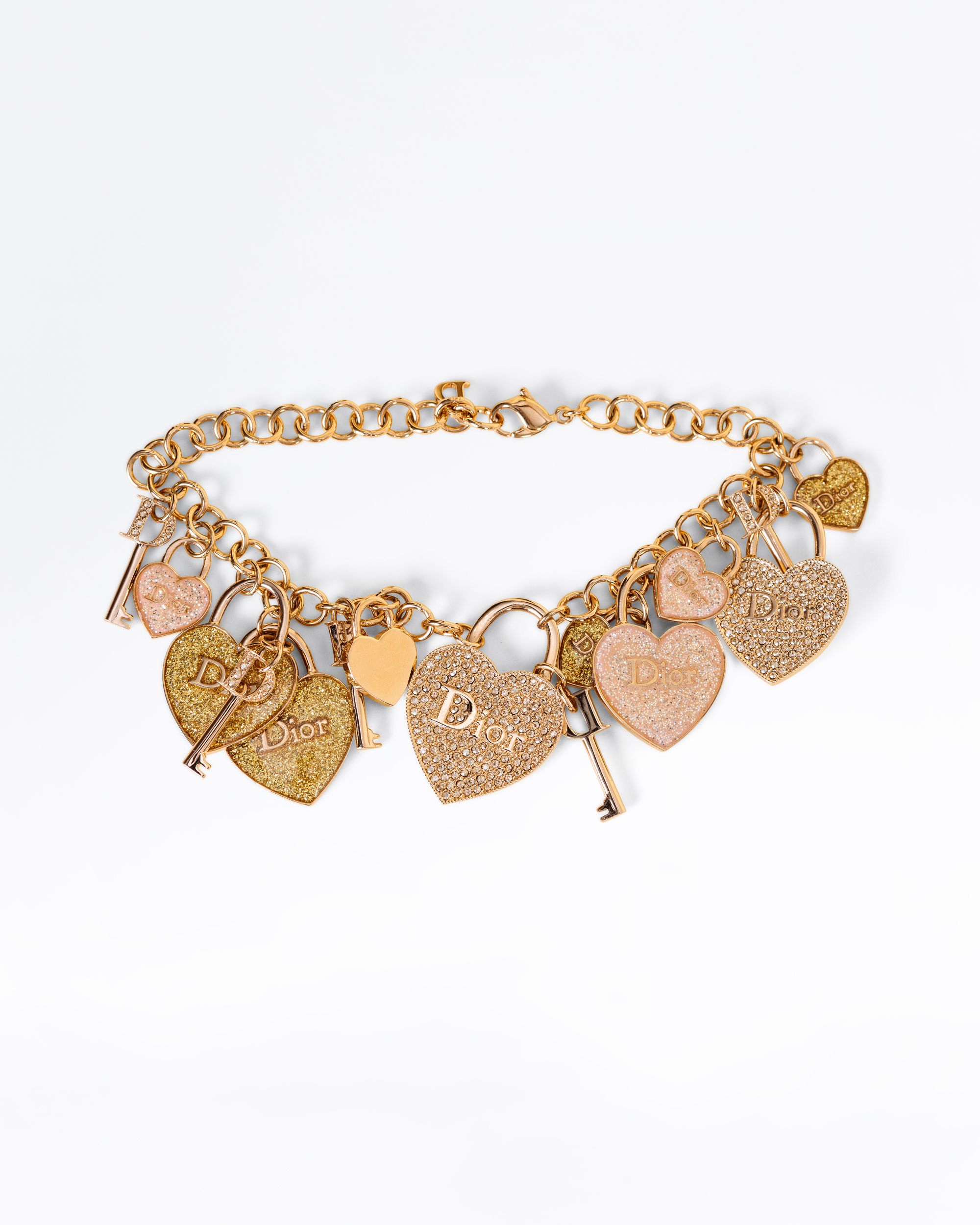 Christian Dior Heart Lock and Keys Charm Bracelet | Vivrelle