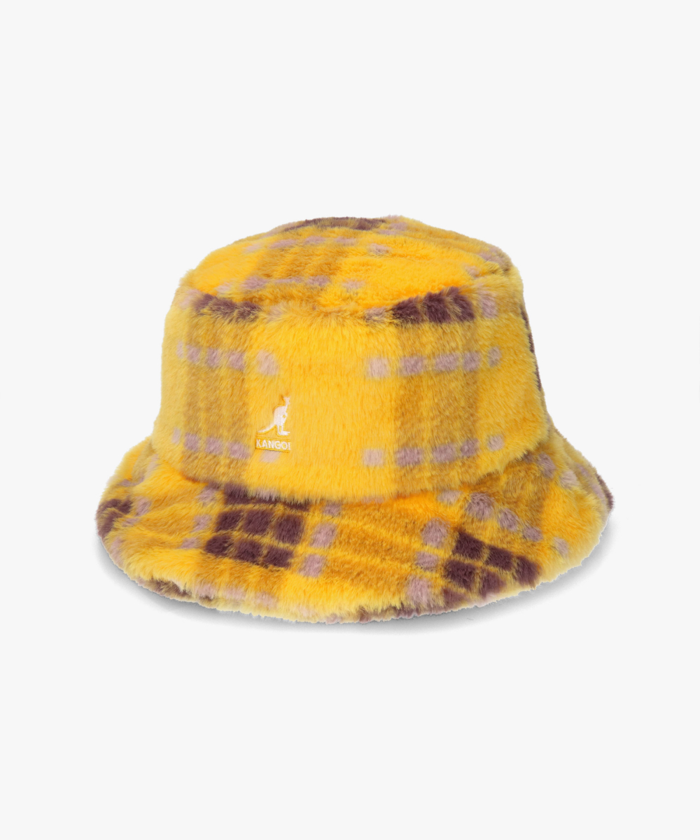 KANGOL FAUX FUR BUCKET | S(06) SOLID BLACK (01) | KANGOL