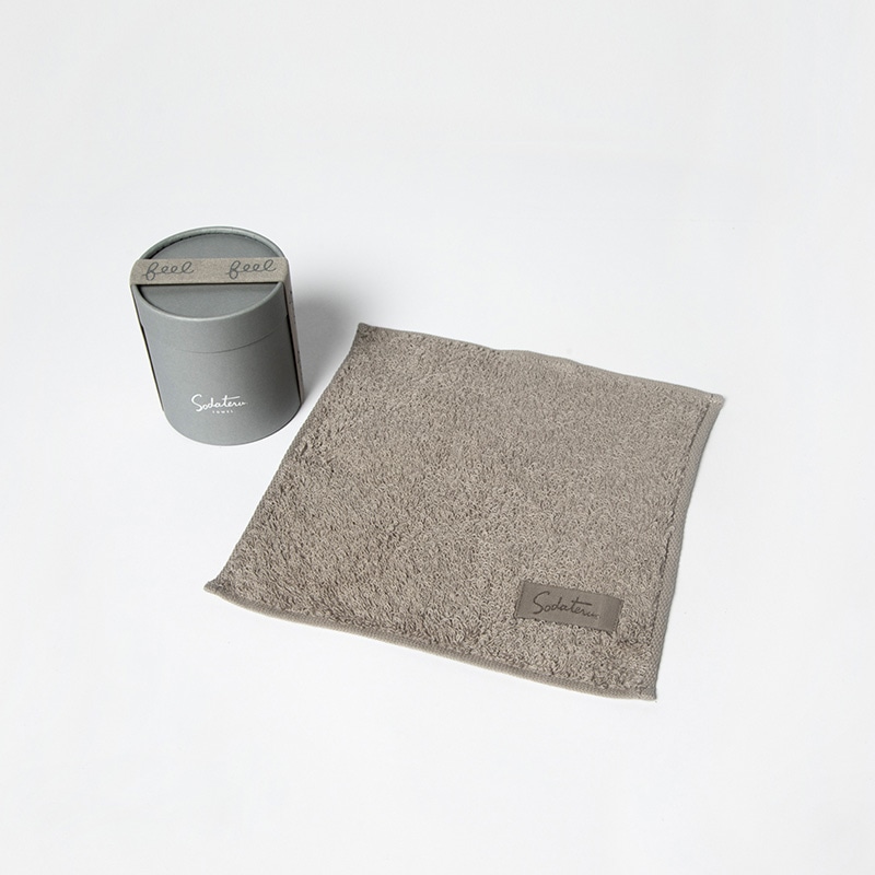 育てるタオル＞feel プチハンドタオル：ムーングレージュ(茶系)(ムーン