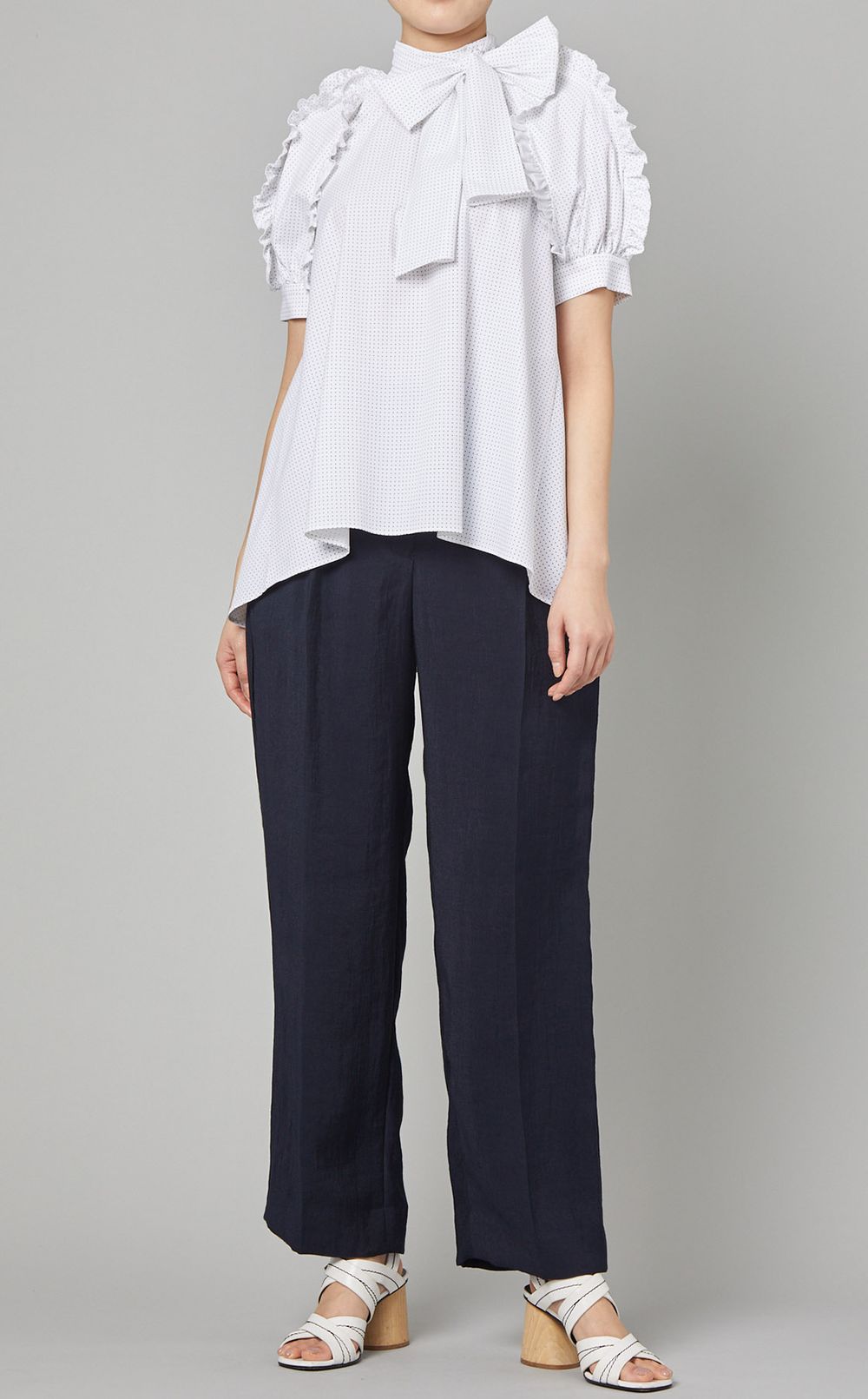 CELFORD｜スカラップ切替バックリボンブラウス