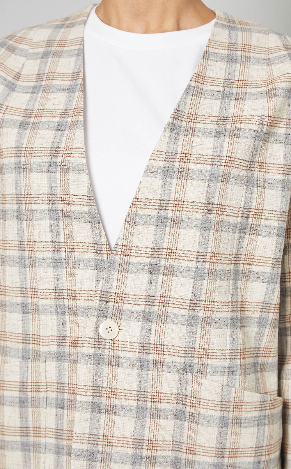 MACPHEE｜チェック柄ノーカラージャケット