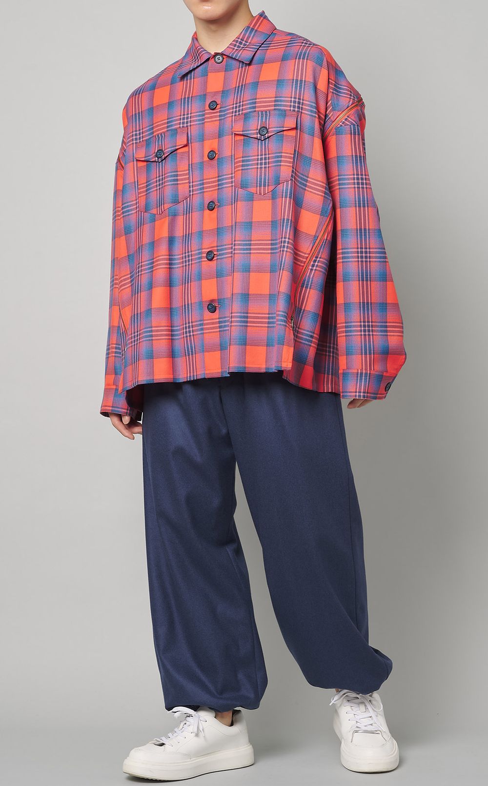 FACETASM チェック柄シャツ サイドスリット紐付き、サイズ00 FACETASM