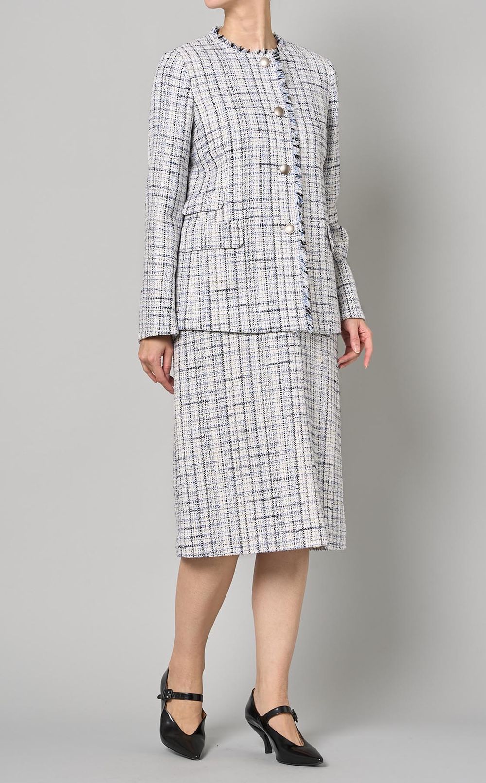 Theory luxe｜ミックスツイードノーカラージャケット