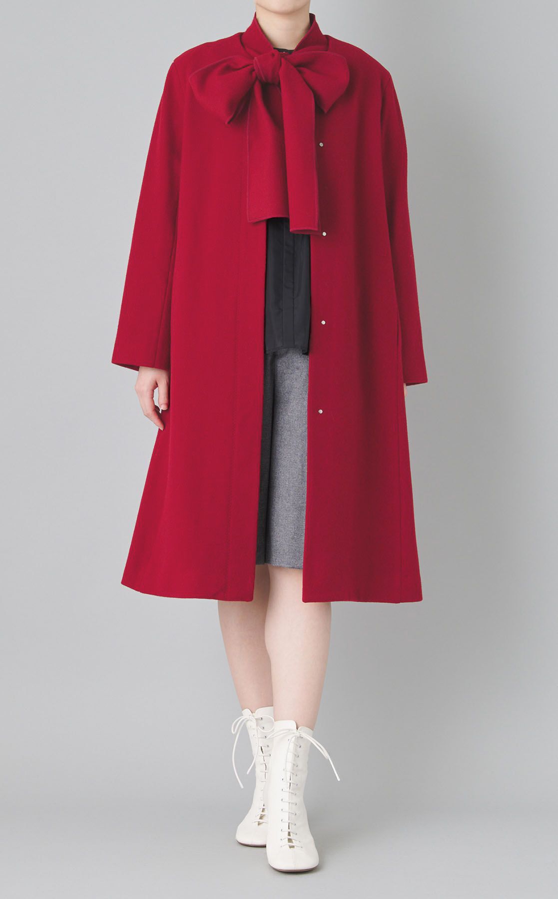 CELFORD｜リボンストール付きノーカラーコート