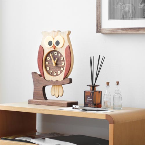 旭川クラフト Pecker 工房ペッカー F60-A ふくろう時計 置き型 国産