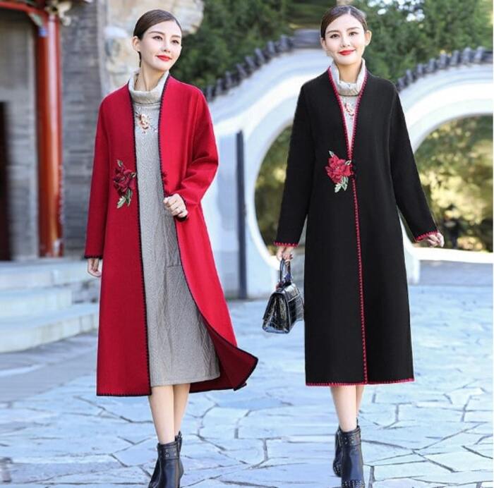 チャイナ風ロングウールコート コート|チャイナ服専門通販 Chinii