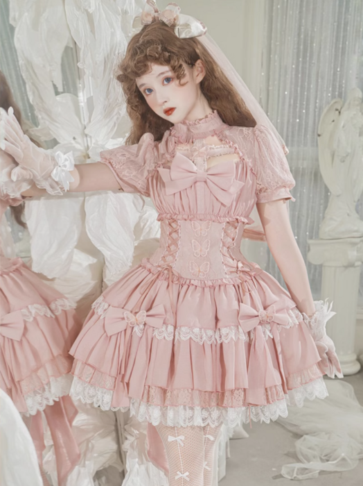 ロリータファッション 【甘ロリータ】ガーリードーリーピンクロリータ