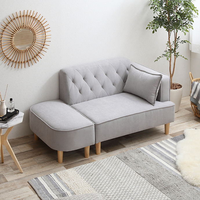 g118018]【幅135cm】Emilia オットマン付き2人掛けソファ 2人掛け