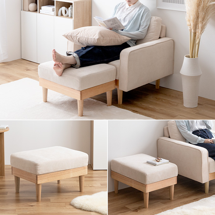 g118039]【2点セット】Moss 1人掛けコーデュロイソファ1脚+オットマン1